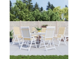 Cojín Silla De Jardín Respaldo Alto 6 Uds Tela Beige 120x50x3cm