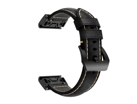 Correa de piel auténtica textura de caballo loco para Garmin Fenix 5S - negro