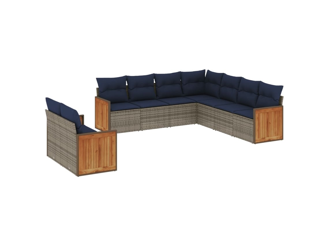 Maison Exclusive - Conjunto De Sofá De Jardín De 9 Piezas Con Cojines, Poliratán Gris