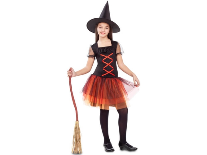 Disfraz de Niña DISFRAZZES Bruja Negro Y Naranja (Talla: 5 a 6 años)