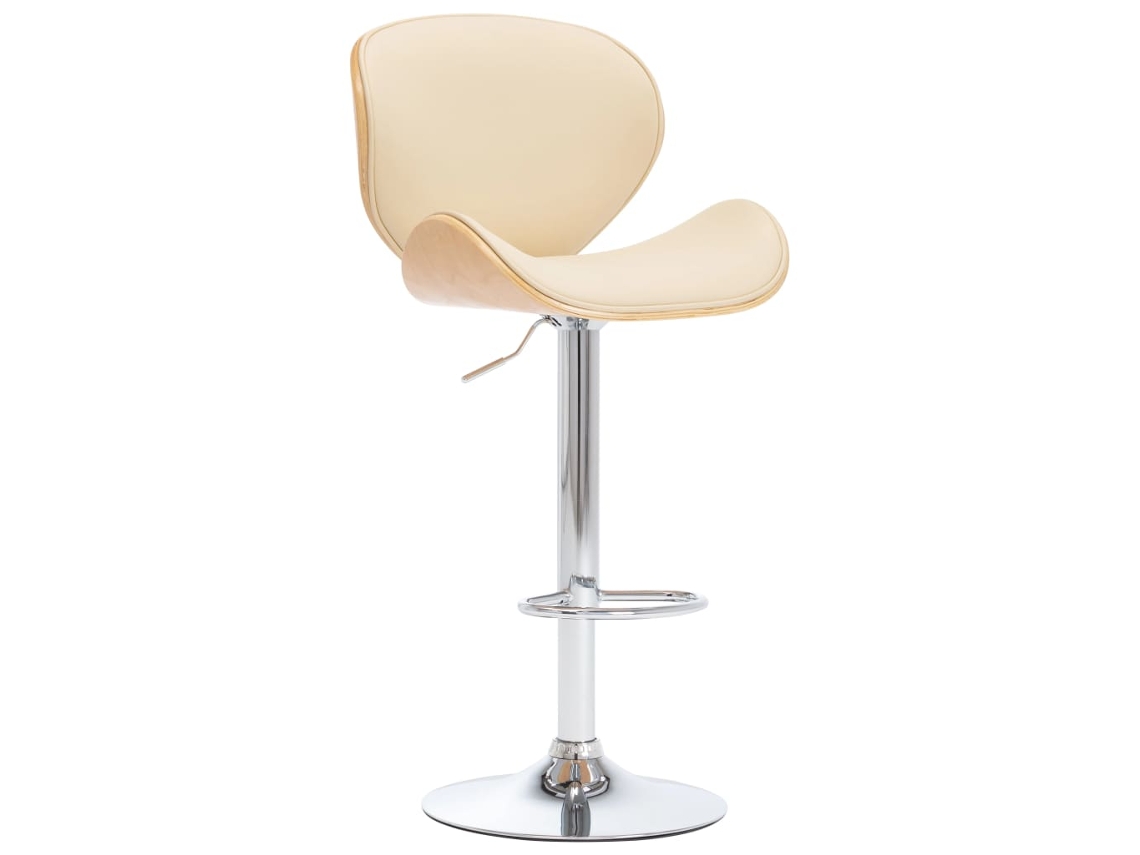 Taburete de bar X1, trona de diseño retro en PVC color crema y acero Dec029465