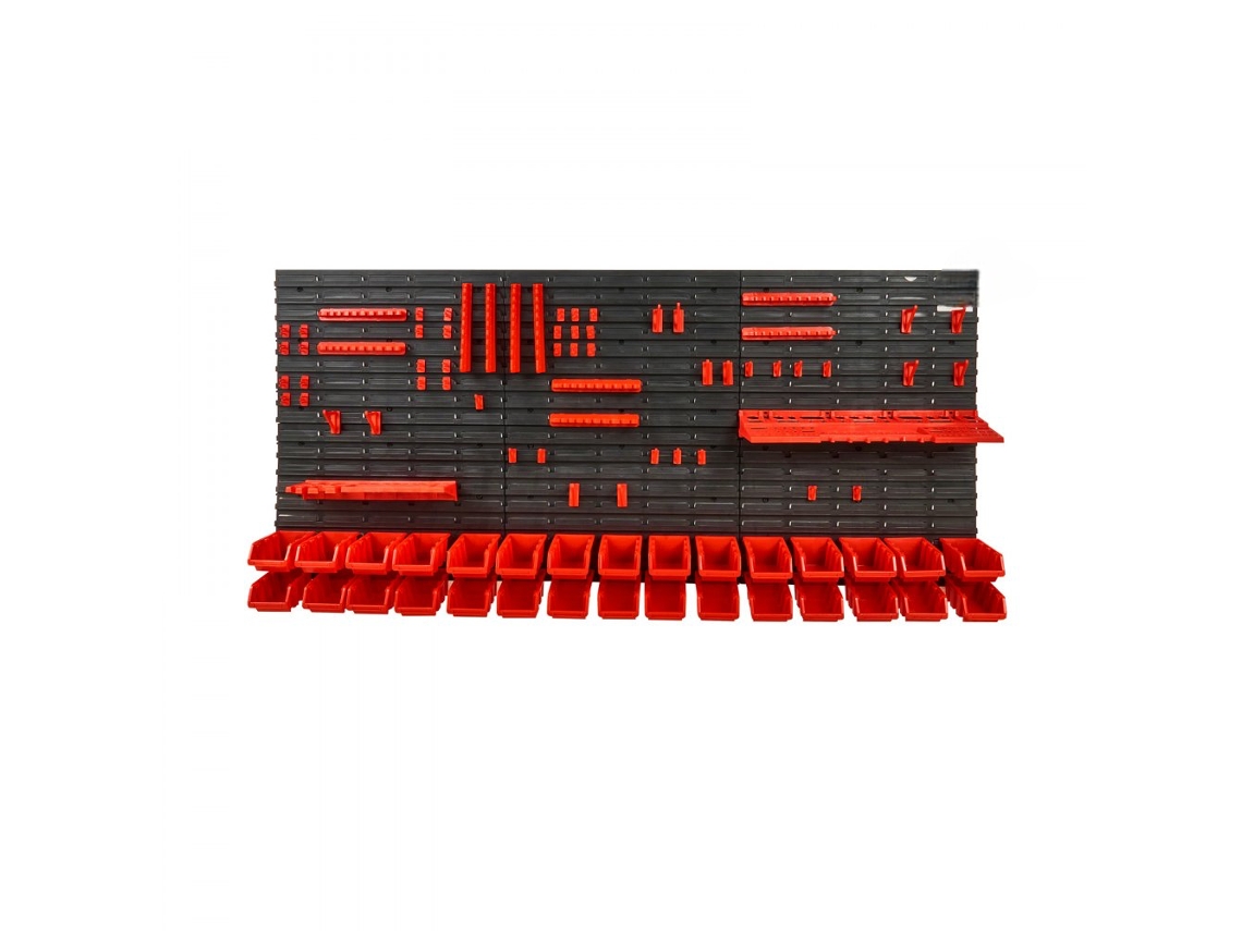 Organizador de pared con cajas apilables y sistema de almacenamiento Tekmaquinas