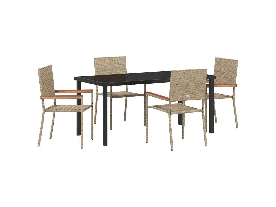 Conjunto de comedor Vidaxl de ratán de polietileno beige, 5 piezas