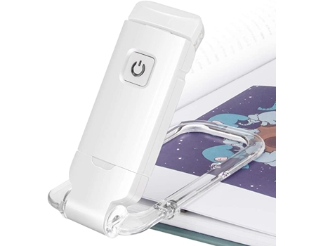 Lámpara de Lectura Clip LED KINSI Recargable por USB, 2 Configuraciones de Brillo para Protección de los Ojos (Blanco)