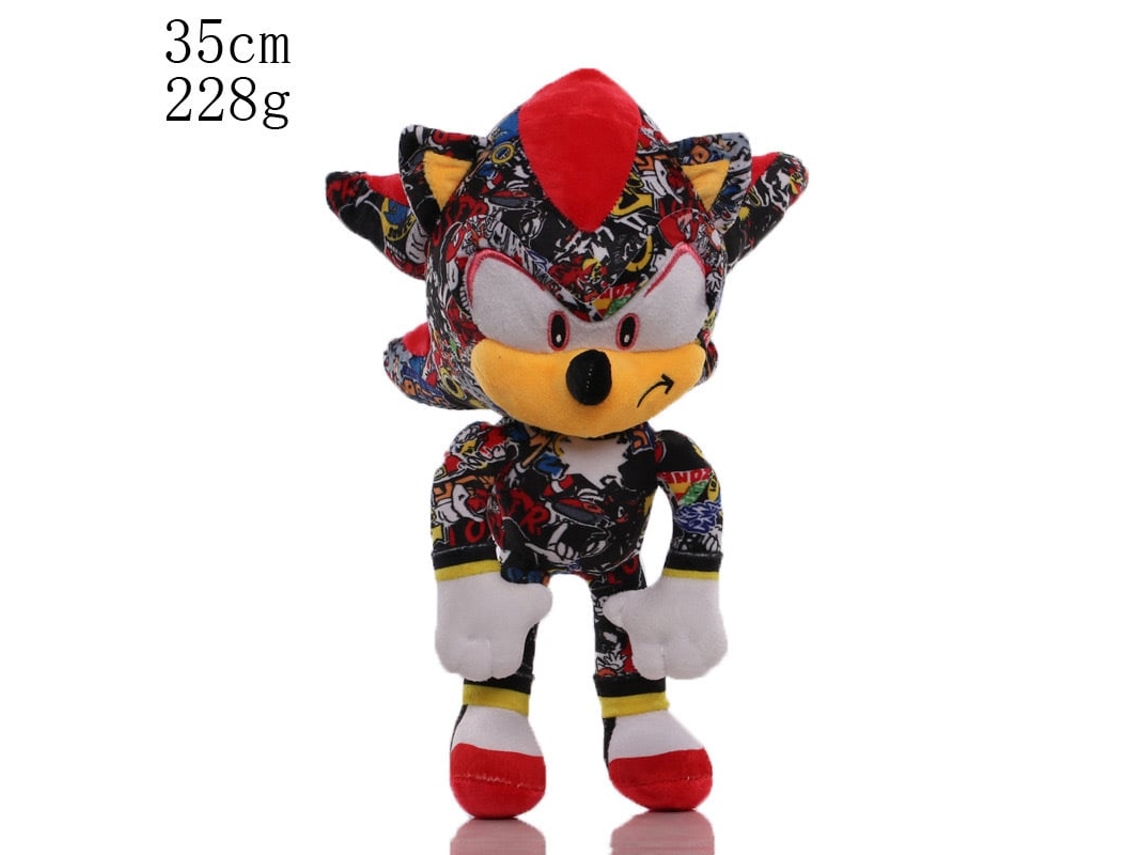Peluche De Sonic Negro Camuflaje 30 Cm Con Cola Y Nudillos, Muñeco Erizo Para Niños
