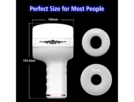 Masturbador de extremo abierto dual masculino de empuje automático, masturbación con vibración telescópica (blanco) YIZHOOD