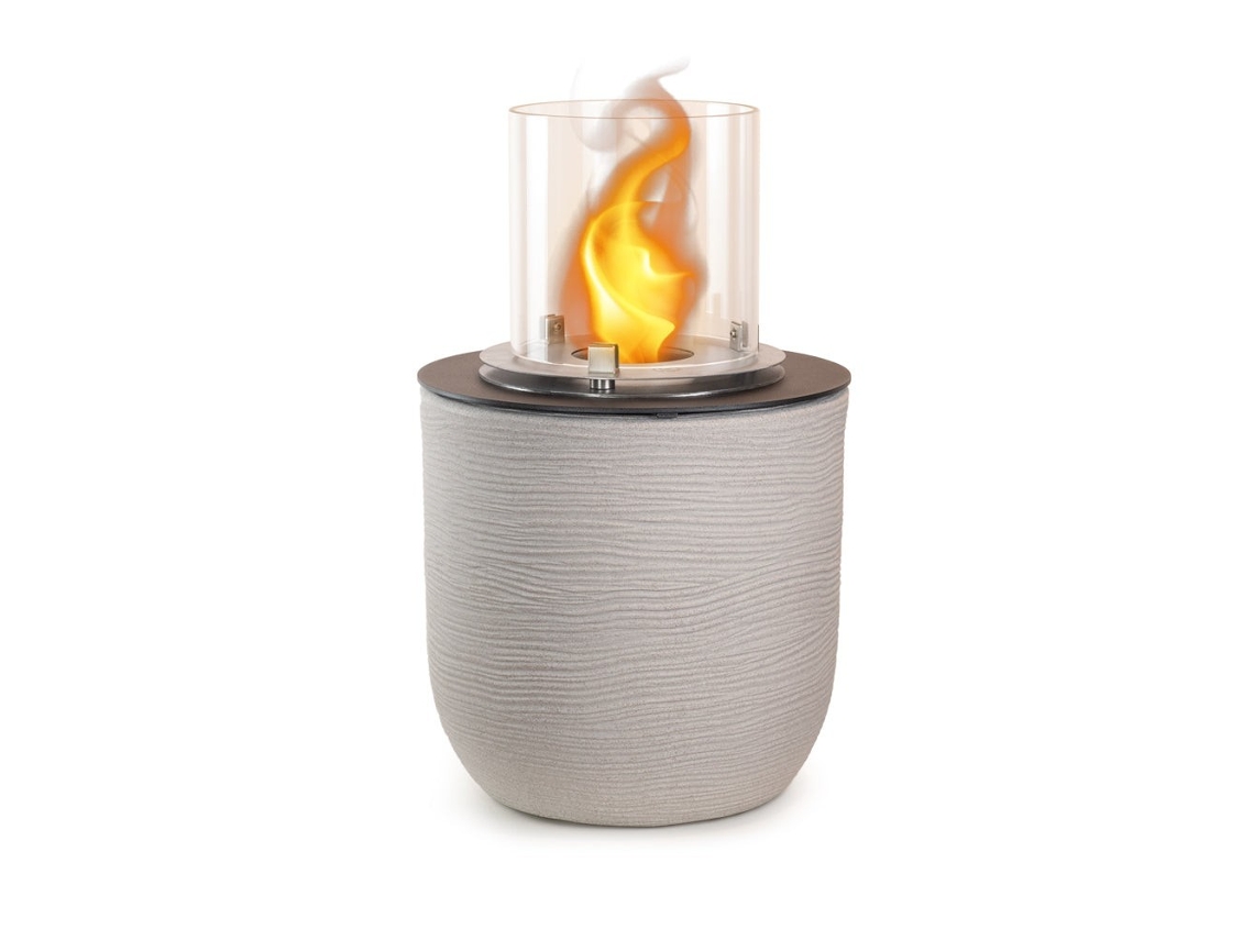 Chimenea de bioetanol de pie para hoguera de jardín para uso interior y exterior RAFFAELLO Cuerda beige d.35 x h55