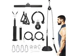 Leogreen 19pcs Poleas Gimnasio Para Casa Con Cuerda Pesada, Sistema De Cable Da Polea Gimnasio, Per Lat Pull Down Y Liftup, Para Tríceps, Bíceps,rizos