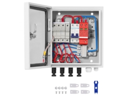 Caja combinadora solar fotovoltaica de 4 cuerdas y 15 A con protección IP65 en acero Tekmaquinas