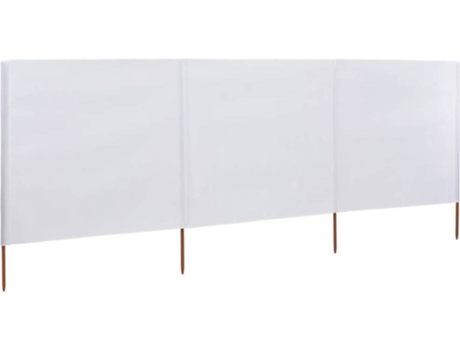 vidaXL Paravientos de playa de 3 paneles de tela 400x120 cm blanco