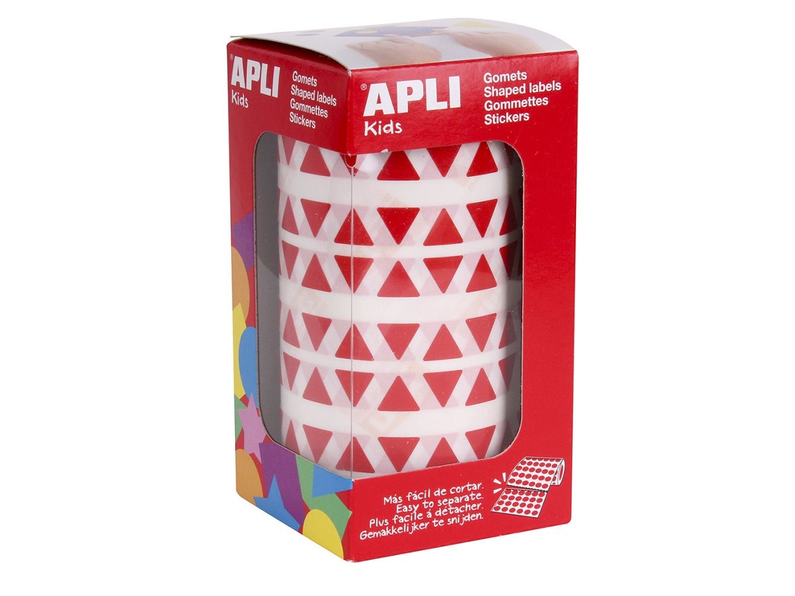 Gomets Autoadesivos APLI en Rollo - Triangular - Ø11Mm - Rojo