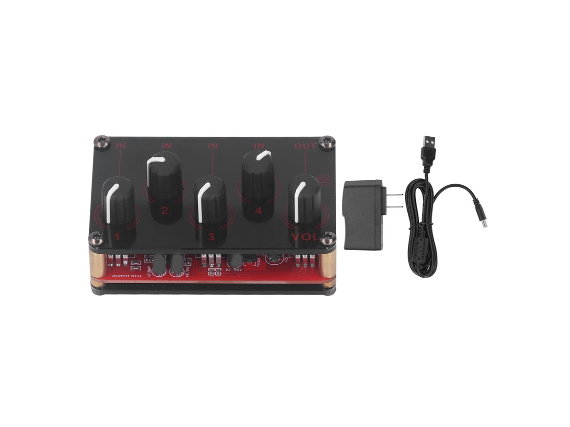 Mezclador Estéreo Portátil De 4 Canales 4 En 1, Mini Mezclador De Sonido Compacto Para Estudio, Bar Y Banda - Rojo