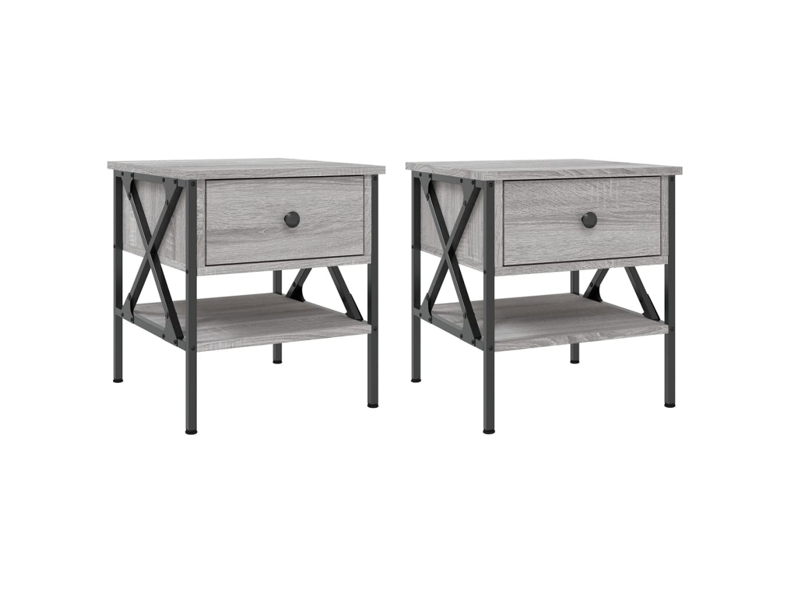 Maison Exclusive - Mesita De Noche 2 Uds Madera Ingeniería Gris Sonoma 40x42x45 Cm