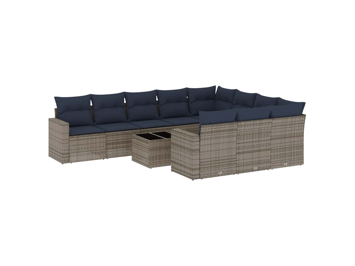 Maison Exclusive - Set De Sofás De Jardín 11 Pzas Y Cojines Ratán Sintético Gris