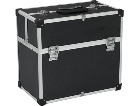 vidaXL Caja de herramientas aluminio negro 38x22,5x34 cm