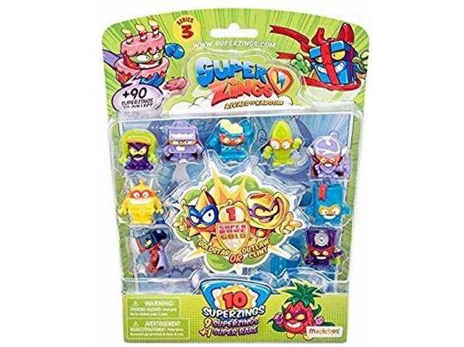 10 Figuras SUPERZINGS Blister Série 3 (9 normales + 1 dorada)