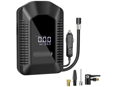 Compresor de aire portátil para inflar neumáticos, bomba de neumáticos para automóvil de 12 voltios CC con manómetro LCD digital de 150 PSI y luz I...
