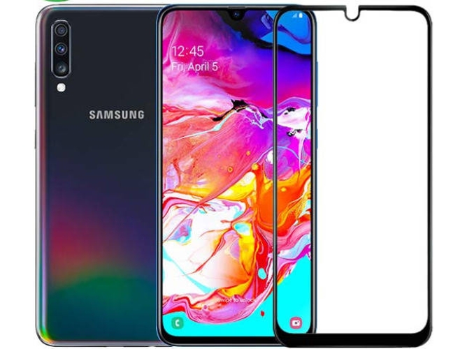 Protector de Cristal Templado Samsung Galaxy A70 5D Negro