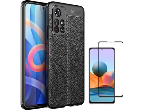 Kit Carcasa + Protector de Pantalla Xiaomi Redmi Note 11 Rugged Leather Negro