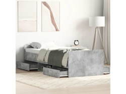 Estructura De Cama Con Cabecero Piecero Gris Hormigón 90x200cm