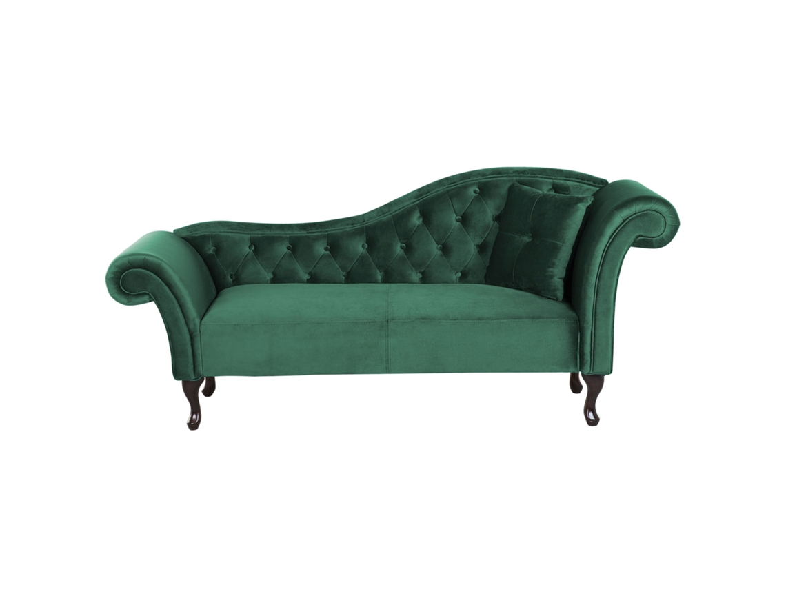 Chaise longue derecho BELIANI Lattes de Terciopelo Verde 188x59x87