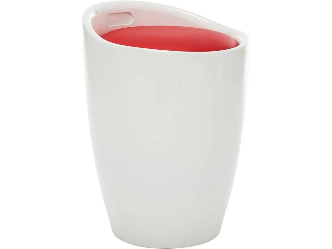 vidaXL Taburete de almacenamiento de cuero sintético blanco y rojo