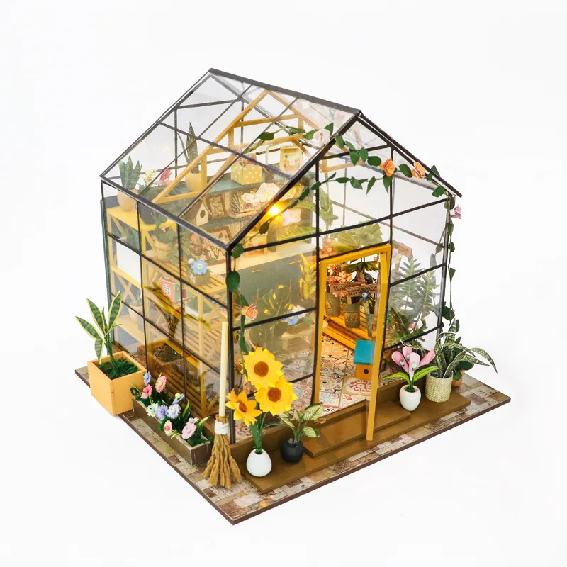 (pc2306) Mini Casa De Muñecas 3d Diy Con Luces Led, Caja De Flores Creativa