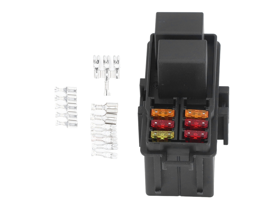 Caja De Relés Y Fusibles Con 2 Relés De 5 Pines De 12 V Cc Y 30 A Y 6 Fusibles Para Coche/barco.