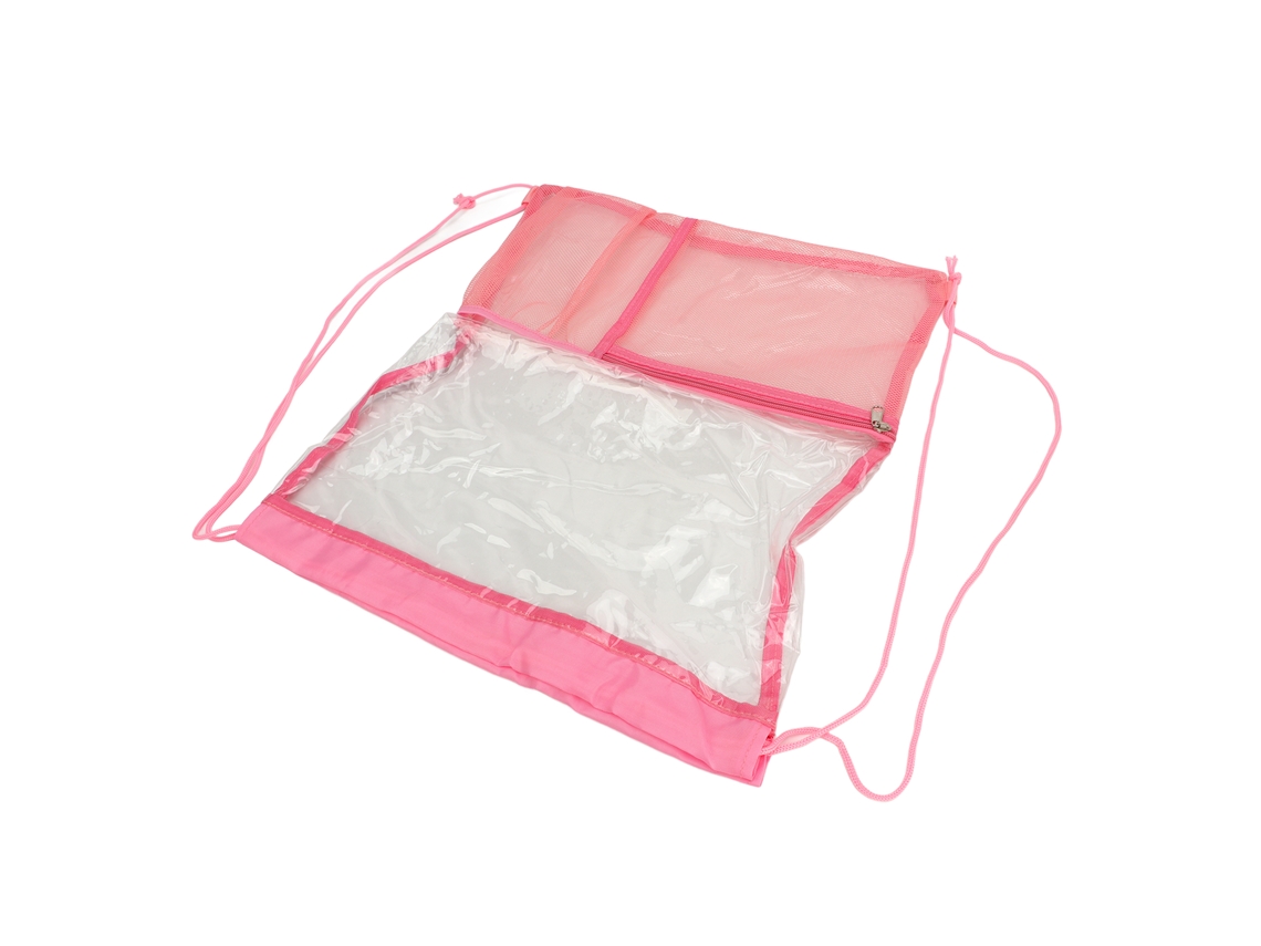 Mochila plegable transparente de gran capacidad, color rosa, de PVC Playa