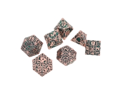 Dan26-set De 7 Dados De Metal Sólido Para Juegos De Mesa, Dados Poliédricos Grabados Portátiles Diversión Verde Para Fiesta