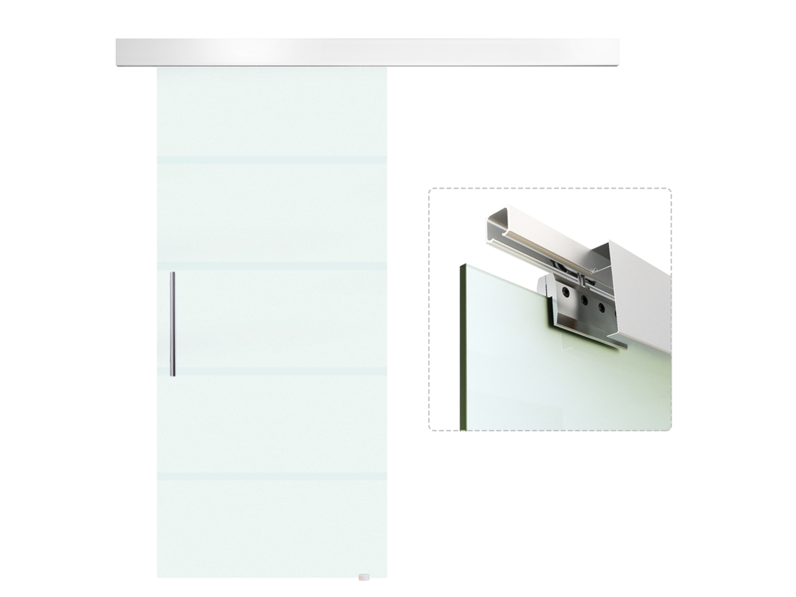 Porta Correr Vidro 90x205cm Com Trilho Estrutura Deslizante Transparente Translúcida