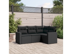 Conjunto de sofás de jardín de 4 piezas DKD Home Decor con cojines de mimbre negros