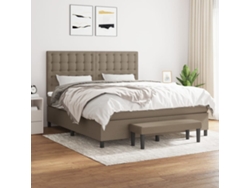 Cama Box Spring Con Colchón Tela Gris Taupe 180x200 Cm