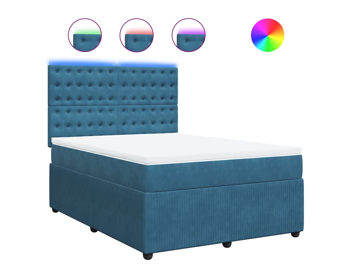 Maison Exclusive - Cama Box Spring Con Colchón Terciopelo Azul 140x200 Cm