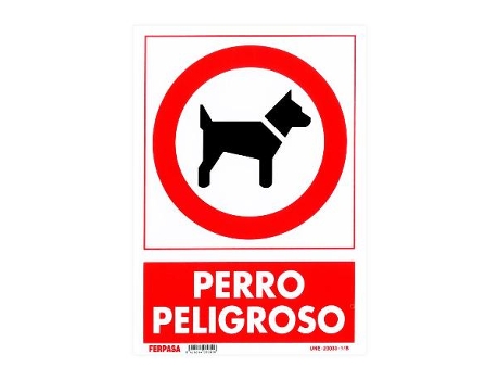 Cartel 29,7x21 cm perro peligroso 3030