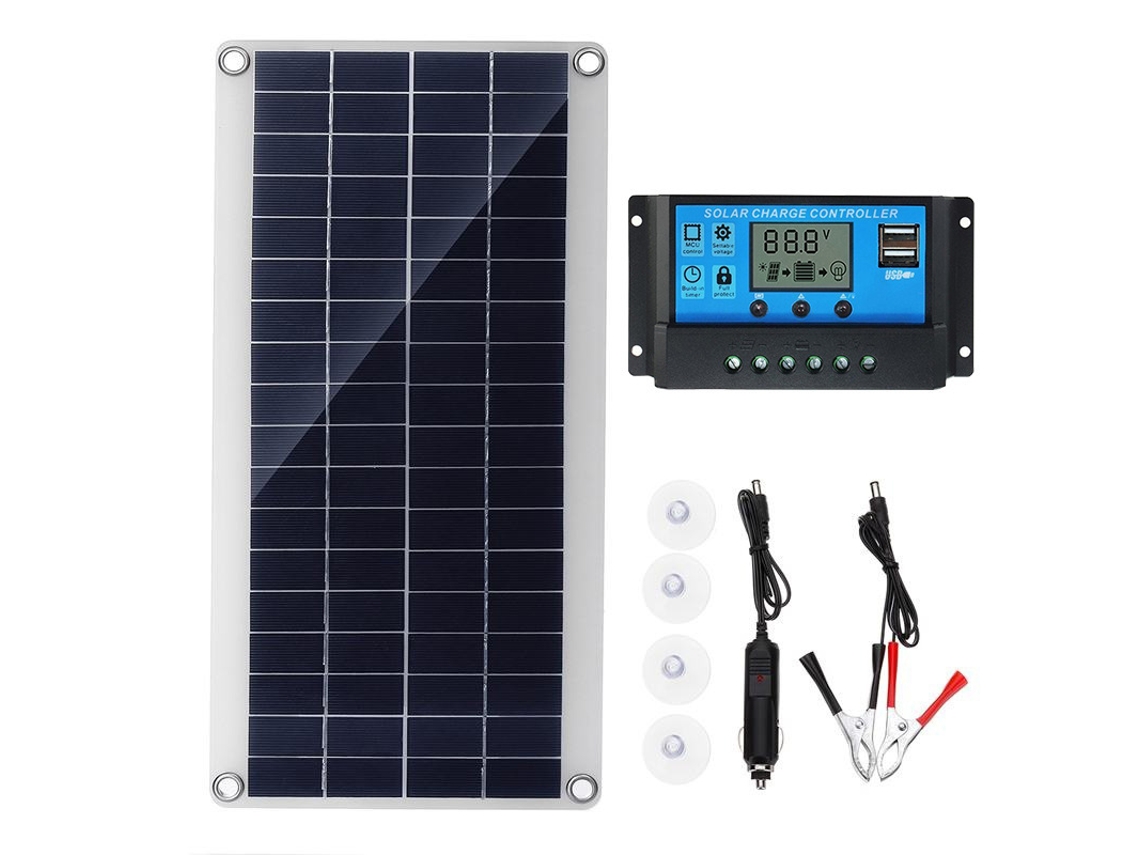Panel Solar De 300 W Y 12 V, Kit De Panel Solar, Cargador De Batería Con Controlador De Carga Solar De 20 A.