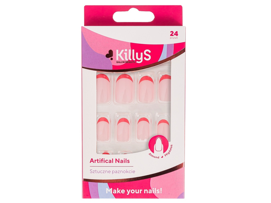 Killys Uñas Postizas Almendra Rosa Francesa, Set De 24 Unidades