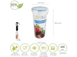 Vaso Recipiente Hermetico Medidor Plastico Redondo 600 ml. Ø 9x18.5 (Alt.) cm ORYX