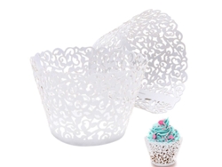 Soportes desechables de plástico transparente para cupcakes individuales Rebe-Clear Linjou, color blanco, 50 unidades.