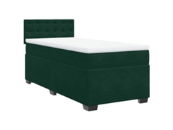 Maison Exclusive - Cama Box Spring Con Colchón Terciopelo Verde Oscuro 100x200 Cm