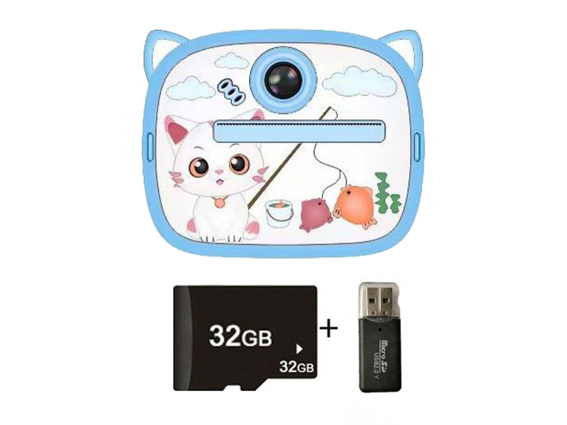 Siurn Hd 1080p Cámara Instantánea Blue Kitten32glector De Tarjetas