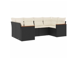 Maison Exclusive - Set De Sofás De Jardín 6 Piezas Y Cojines Ratán Sintético Negro