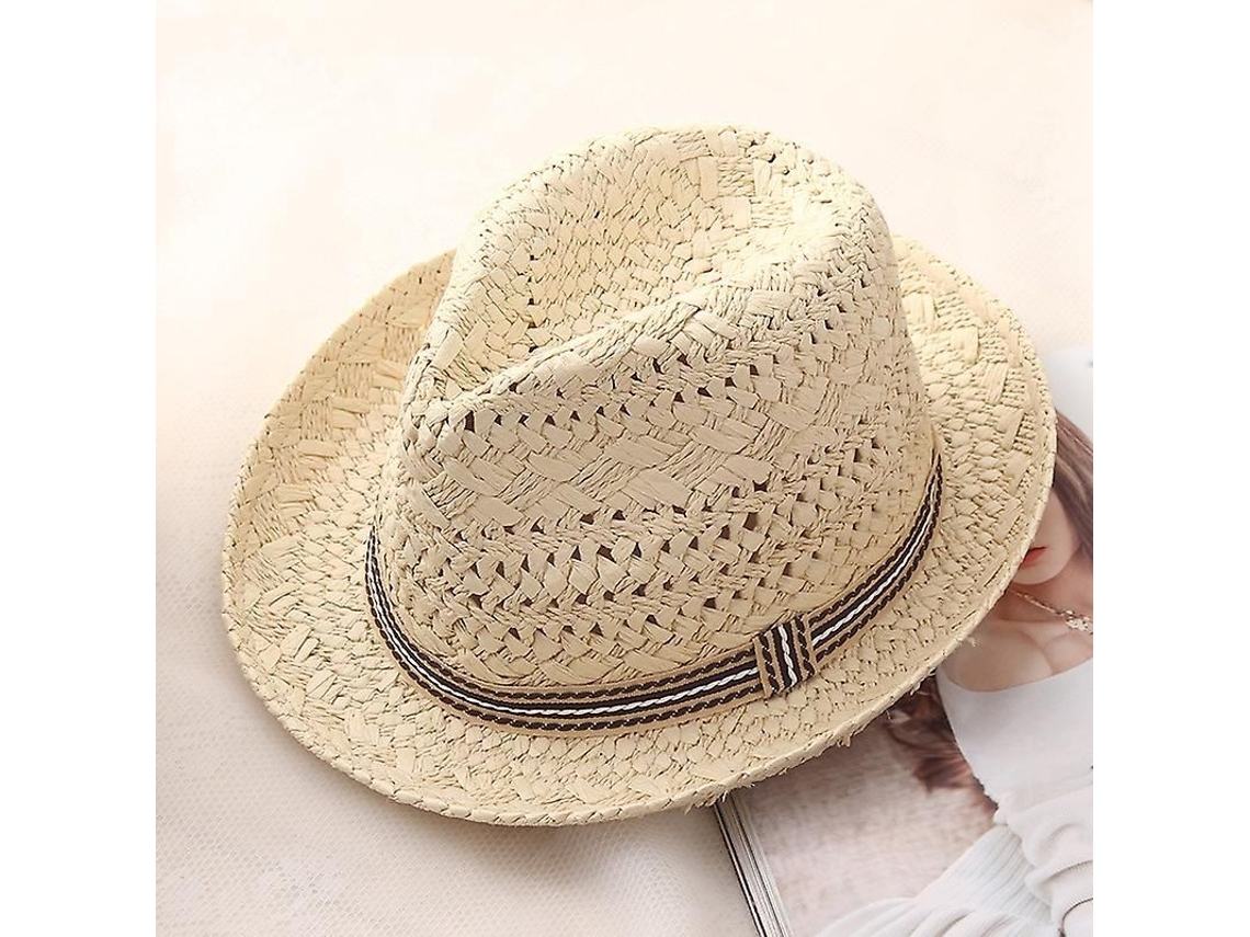 Sombrero de paja infantil 2026, sombrero de sol cilíndrico, padre e hijo, playa, beige.