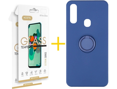 Carcasa + 2 Protectores de Pantalla para Samsung Galaxy A20e ACCETEL Azul Oscuro
