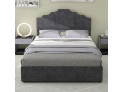 Cama Tapizada 160x200 - Cabecero Suave Y Canapé Abatible Con Pistón - Gris
