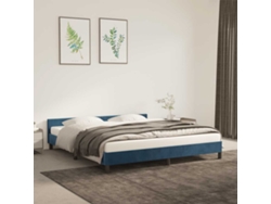Estructura De Cama Sin Colchón Terciopelo Azul Oscuro 180x200cm