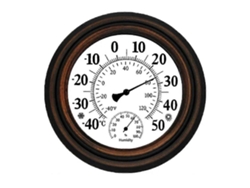 Termómetro e higrómetro de pared antiguo de 20 cm para uso interior y exterior, con reloj - Decoración para el hogar. GOKOCO