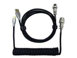 Cable retráctil profesional para teclado gaming con conector espiral duradero para teclado mecánico negro Everley891