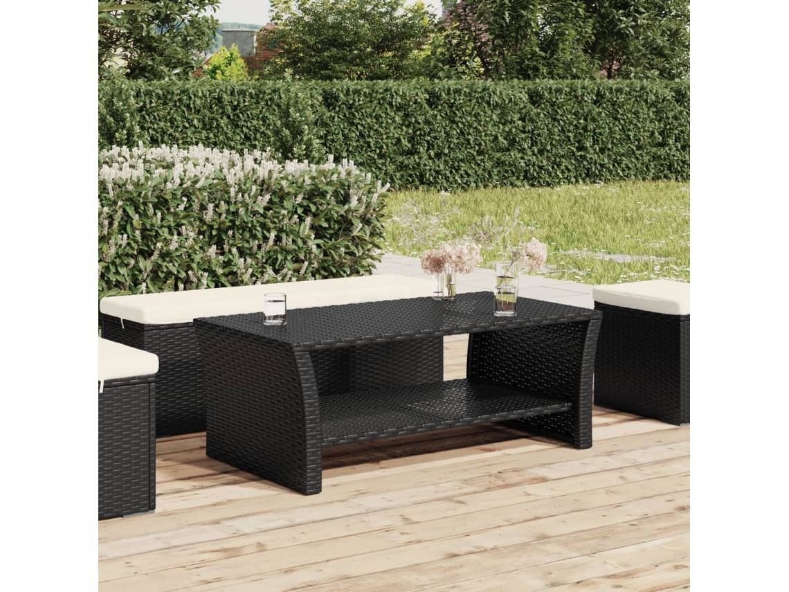 Mesa de Centro Apoyo 100X50X40 cm Mimbre PE Negro Lovely Home
