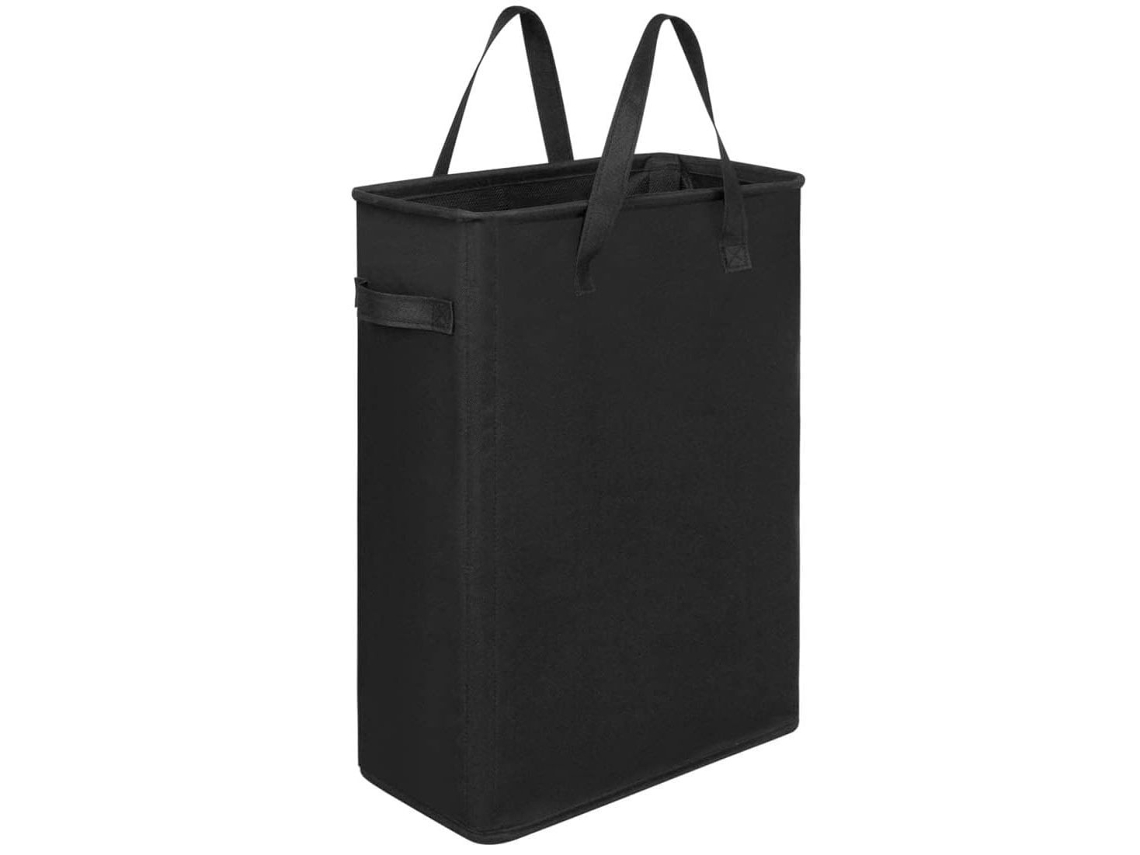 Cesta De Ropa Sucia Delgada Con Asas, Plegable, Negra